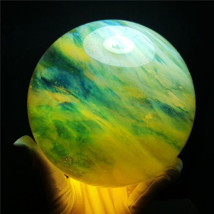 Esfera de cuarzo de cristal de piedra de fundición amarilla 