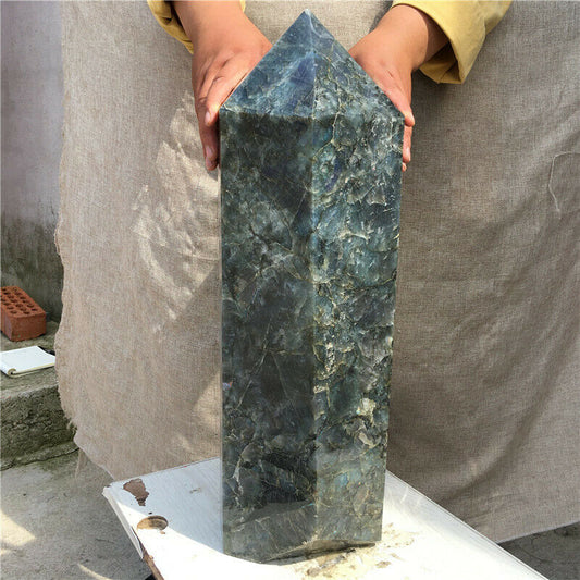 30KG Natural Labradorite Quartz Crystal obelisk Point Healing Wand Healing