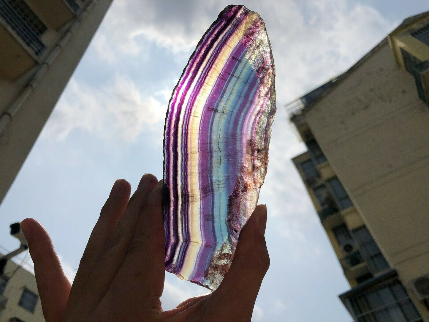 Especímenes de piedra originales de cristal de fluorita multicolor Natural 290G